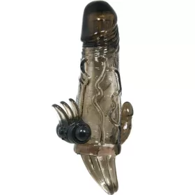   BAILE - BRAVE MAN PENIS COVER WITH CLIT AND ANAL STIMULATION DOUBLE BULLET BLACK 16.5 CM