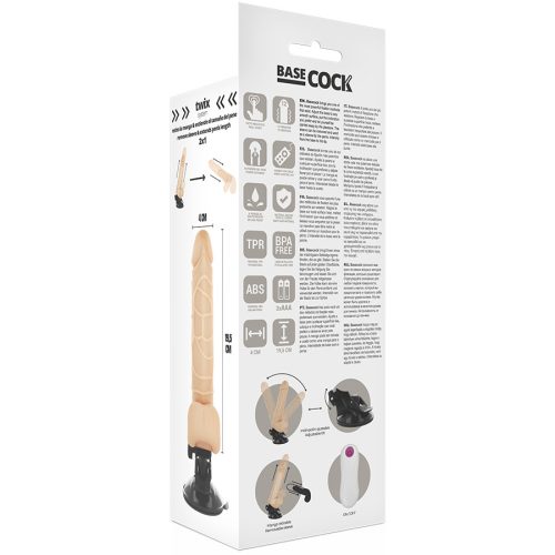 BASECOCK - REALISTA VIBRÁTOR TÁVIRÁNYÍTÓ TERMÉSZETES HERÉKKEL 19,5 CM -O-4 CM