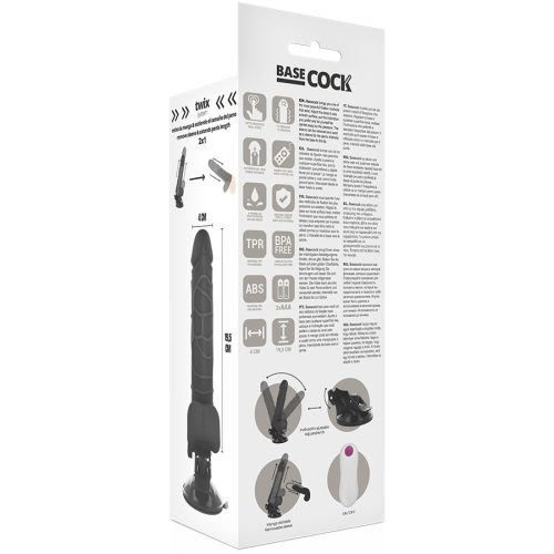 BASECOCK - REALISTA VIBRÁTOR TÁVIRÁNYÍTÓ FEKETE, HERÉKKEL 19,5 CM -O-4 CM