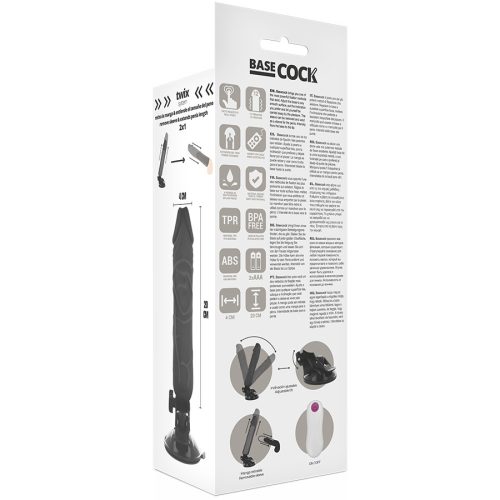 BASECOCK - REALISTA VIBRÁTOR TÁVIRÁNYÍTÓ FEKETE 20 CM -O-4 CM
