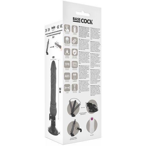 BASECOCK - REALISTA VIBRÁTOR TÁVIRÁNYÍTÁS FEKETE 19,5 CM -O-4 CM