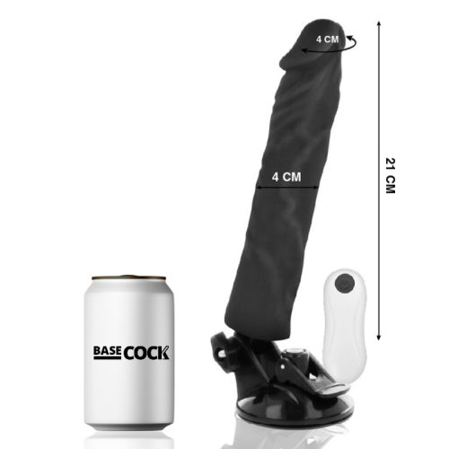 BASECOCK - REALISTA VIBRÁTOR TÁVIRÁNYÍTÓ FEKETE 21 CM -O-4 CM