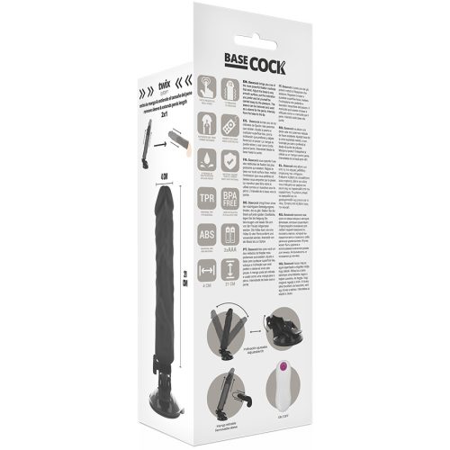 BASECOCK - REALISTA VIBRÁTOR TÁVIRÁNYÍTÓ FEKETE 21 CM -O-4 CM