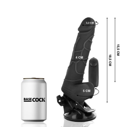 BASECOCK - REALISTA VIBRÁTOR TÁVIRÁNYÍTÁS FEKETE 18,5 CM -O-4CM