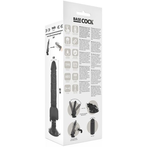 BASECOCK - REALISTA VIBRÁTOR TÁVIRÁNYÍTÁS FEKETE 18,5 CM -O-4CM