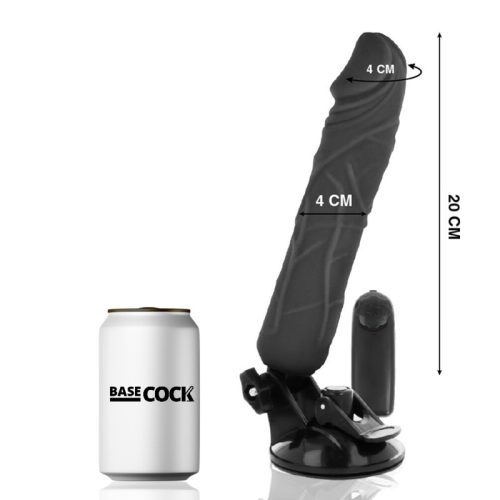 BASECOCK - REALISTA VIBRÁTOR TÁVIRÁNYÍTÓ FEKETE 20 CM -O-4 CM