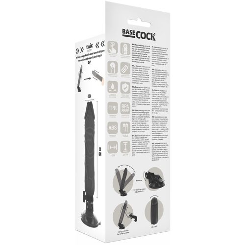 BASECOCK - REALISTA VIBRÁTOR TÁVIRÁNYÍTÓ FEKETE 20 CM -O-4 CM