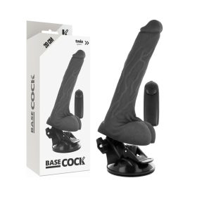   BASECOCK – VALÓSÁGHŰ FEKETE TÁVIRÁNYÍTÓS VIBRÁTOR HERÉKKEL 20 CM -O-4 CM