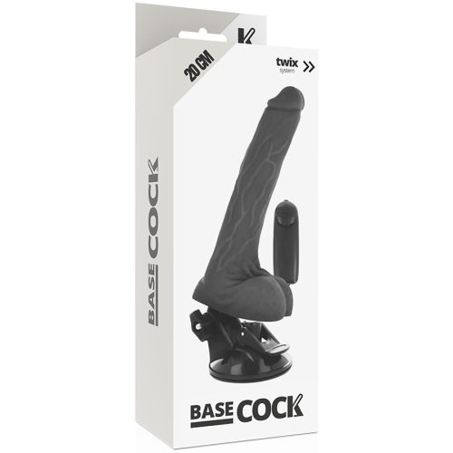 BASECOCK – VALÓSÁGHŰ FEKETE TÁVIRÁNYÍTÓS VIBRÁTOR HERÉKKEL 20 CM -O-4 CM
