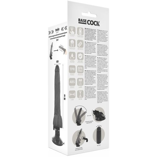 BASECOCK – VALÓSÁGHŰ FEKETE TÁVIRÁNYÍTÓS VIBRÁTOR HERÉKKEL 20 CM -O-4 CM