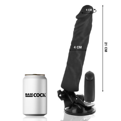 BASECOCK - REALISTA VIBRÁTOR TÁVIRÁNYÍTÓ FEKETE 21 CM -O-4 CM