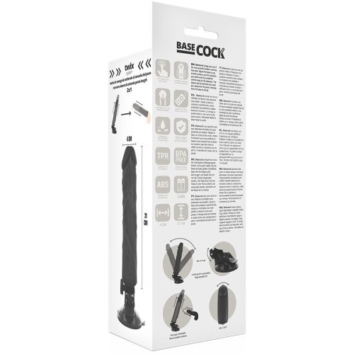 BASECOCK - REALISTA VIBRÁTOR TÁVIRÁNYÍTÓ FEKETE 21 CM -O-4 CM