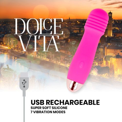 DOLCE VITA – ÚJRATÖLTHETŐ VIBRÁTOR, HÁROM RÓZSASZÍN 7 SEBESSÉGES