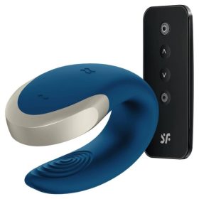 SATISFYER - DOUBLE LOVE LUXUS PARTNER VIBRÁTOR KÉK