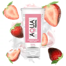   AQUA TRAVEL - STRAWBERRY CREAM FLAVOUR WATERBASED LUBRICANT - 50 ML