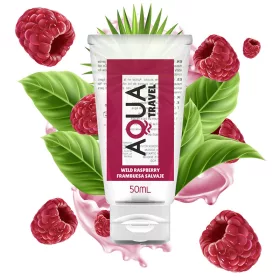   AQUA TRAVEL - WILD RASPBERRY FLAVOUR WATERBASED LUBRICANT - 50 ML
