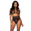 LEG AVENUE - KÉT DARABOS SZETTES HALTER CROP TOP ÉS TANGA BUGYI EGY MÉRET