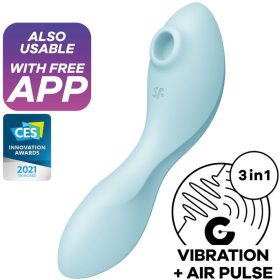   SATISFYER - CURVY TRINITY 5 AIR PULSE STIMULATOR & VIBRATOR APP BLUE