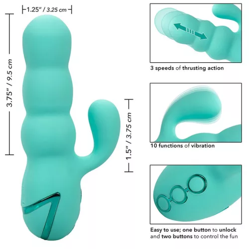 CALEXOTICS - DEL MAR DIVA VIBRATOR RABBIR AQUA GREEN BY CALIFORNIA DREAMING
