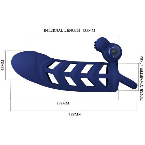 PRETTY LOVE - ALTAF VIBRÁTOR GYŰRŰ SZILIKON HÜVELYEL KÉK