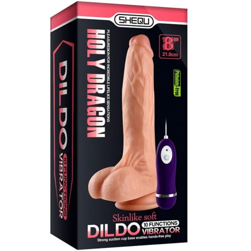 SHEQU - SZENT SÁRKÁNY VIBRÁTOROS DILDO TÁVIRÁNYÍTÓVAL 20,5 CM