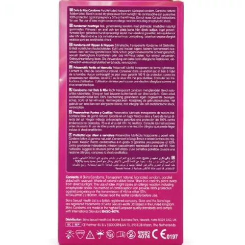 SKINS - DOTS & RIBS PREMIUM CONDOMS PACK 8