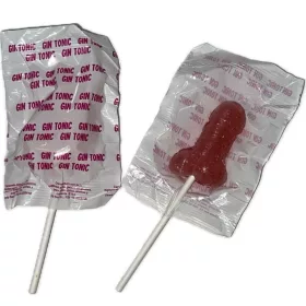   DIABLO GOLOSO - 1 PENIS LOLLIPOP GIN TONIC STRAWBERRY FLAVOR 10% ALCOHOL