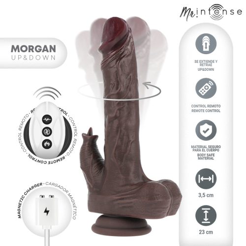 MR INTENSE – MORGAN-REALISZTIKUS MULTIFUNKCIÓS BABA REZGÉSSZEL ÉS FEL-LE TÁVIRÁNYÍTÓVAL 23 CM -O-3,5 CM
