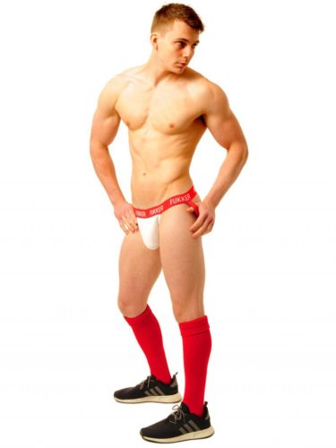 Fukker Jockstrap – stílusos fehér-piros férfi fehérnemű