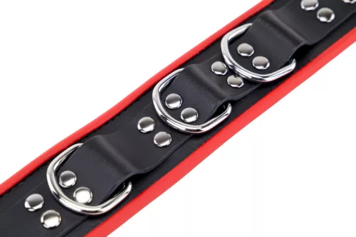 Leather necklace with 3 red D-rings – a stylish accessory