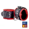 Leather wrist bandage - black and red in premium quality