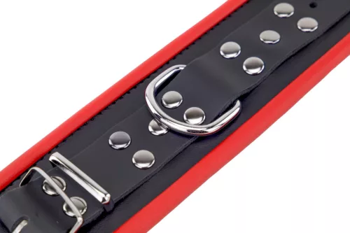 Leather wrist bandage - black and red in premium quality