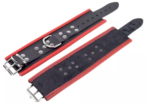 Leather wrist bandage - black and red in premium quality
