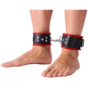 Leather anklets – black and red premium sensuality