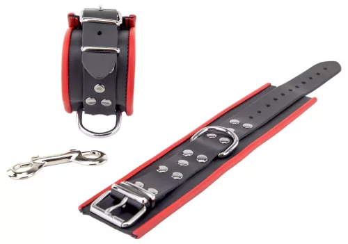 Leather anklets – black and red premium sensuality