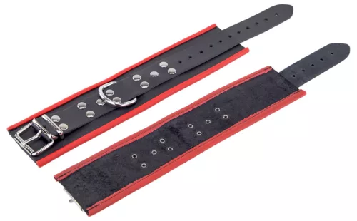 Leather anklets – black and red premium sensuality