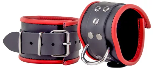 Leather anklets – black and red premium sensuality