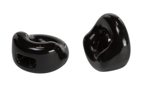 Ballstretcher Half Pipe - black testicle puller with velvety touch