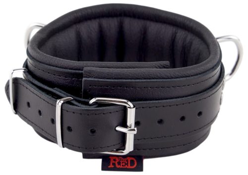 Padded leather collar with black D-rings