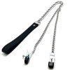 Metal-leather bra tweezers - sensual leather leash