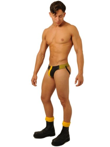 Prémium bőr jockstrap – érzéki sárga fazon