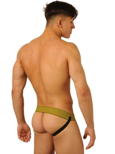 Prémium bőr jockstrap – sárga férfi alsónemű