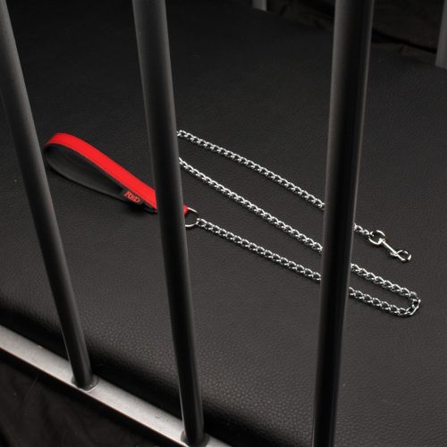 Premium Leather Handle Leash - 1 m, Red