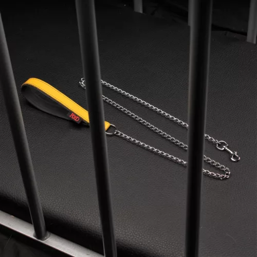 Leather Handle Leash – 1m Yellow, Stylish and Premium