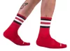 PandaSocks - striped half socks in a red-black-white combination