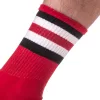 PandaSocks - striped half socks in a red-black-white combination