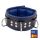 Padded Leather Collar - 3-D-Ring, Black-Blue