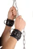 Leather handcuffs – black/blue, for sensual bondage