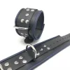 Leather handcuffs – black/blue, for sensual bondage