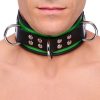 Leather necklace with 3 rings – green-black elegance